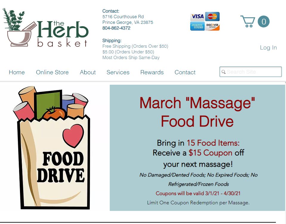 The Herb Basket March 2021 Food Drive